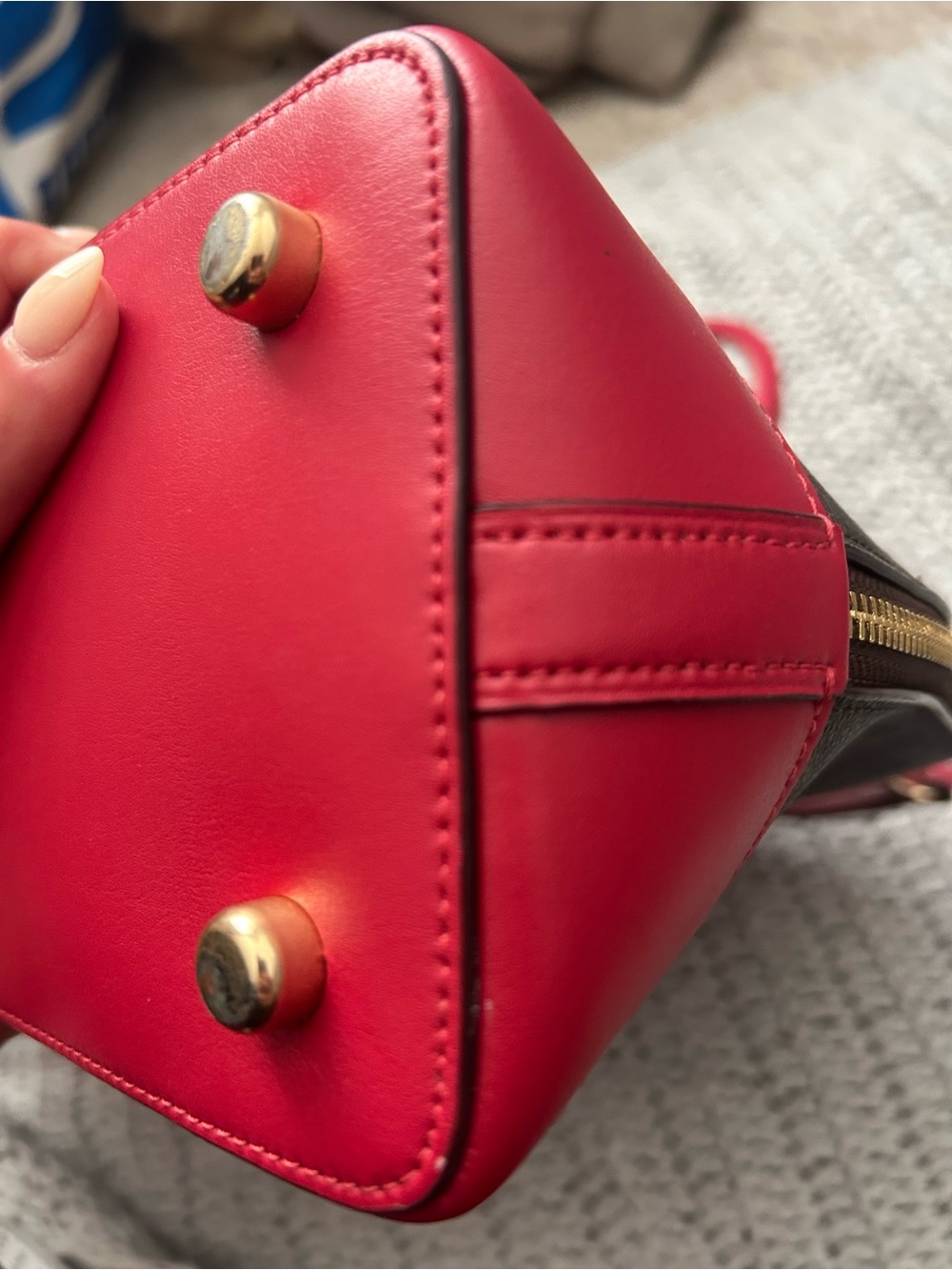 COACH Brown Signature Sierra Dome Satchel with Red Trim F27584 - Picture 6 of 11